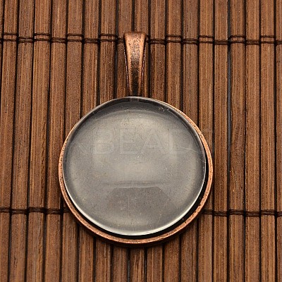 25mm Transparent Clear Domed Glass Cabochon Cover with Alloy Settings TIBEP-X0008-R-FF-1