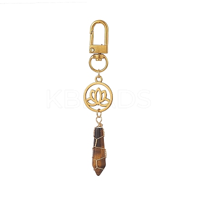 Wire Wrapped Gemstone Bullet Pendant Decoration HJEW-JM00942-1