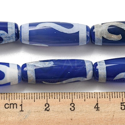 Blue Tibetan Style dZi Beads Strands TDZI-NH0001-B07-01-1