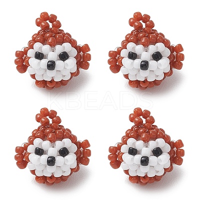 3D Glass Seed Beaded Monkey Pendants PALLOY-MZ01154-1