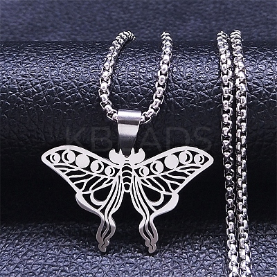 Hollow Out Butterfly 201 Stainless Steel Pendant Necklaces for Men Women LS-NJEW-K283-24P-1