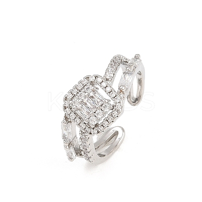 Brass Micro Pave Cubic Zirconia Cuff Rings for Women RJEW-Z113-51P-1