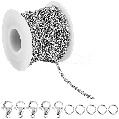 DIY 304 Stainless Steel Cable Chains Necklaces Making Kits DIY-SC0027-83C-1