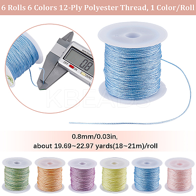 6 Rolls 6 Colors 12-Ply Polyester Metallic Thread OCOR-SC0001-06A-1
