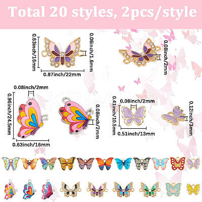 40Pcs 20 Styles Alloy Enamel Pendants & Link Sets ENAM-SC0006-76-1