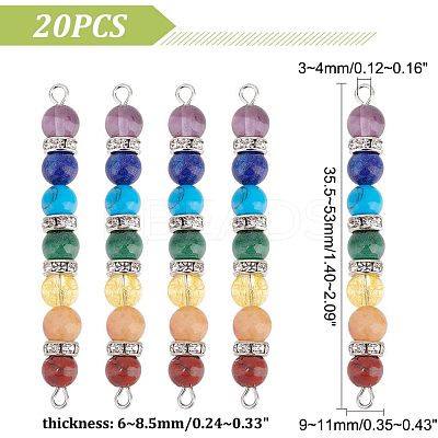 20Pcs Chakra Natural & Synthetic Gemstone Connector Charms FIND-HY0001-32-1