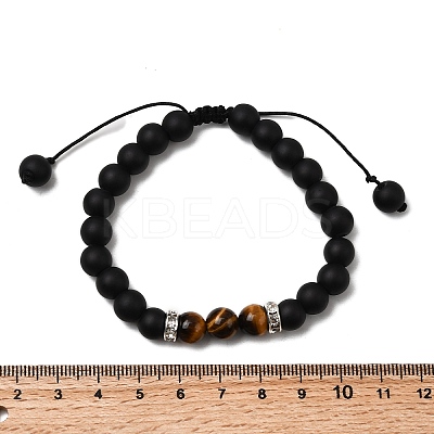 4Pcs 4 Style Natural Lava Rock & Mixed Stone Braided Bead Bracelets Set for Women BJEW-TA00115-1