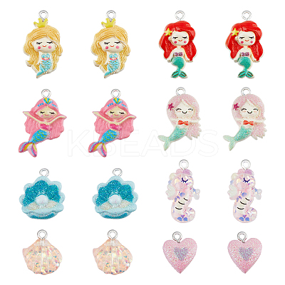 40Pcs 8 Styles Opaque & Transparent Resin Pendants RESI-FH0001-51-1