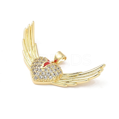 Brass Micro Pave Clear Cubic Zirconia Pendants KK-B141-34G-1