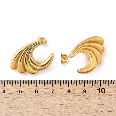 304 Stainless Steel Sea Wave Stud Earrings EJEW-M073-07G-02-1