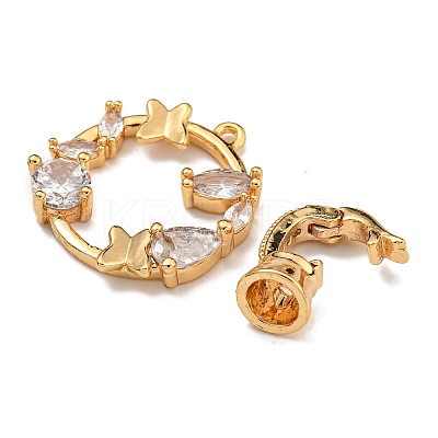 Brass Micro Pave Cubic Zirconia Fold Over Clasps KK-U037-30G-03-1