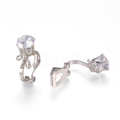 Brass Clip-on Earring Findings KK-L198-011P-1
