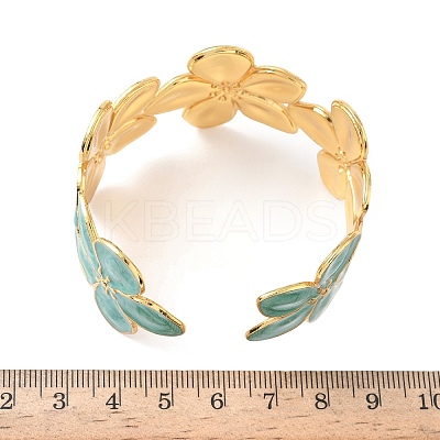 304 Stainless Steel Enamel Cuff Bangles for Women BJEW-B159-01G-1