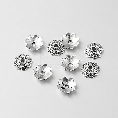 Tibetan Style Alloy Flower Bead Caps X-TIBEB-O004-16-1
