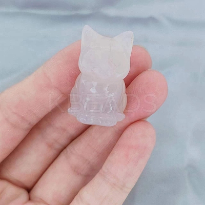 Natural Quartz Crystal Carved Healing Cat Figurines PW-WG18852-06-1
