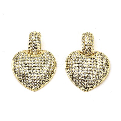 Rack Plating Brass Micro Pave Cubic Zirconia Pendants KK-D043-01G-1