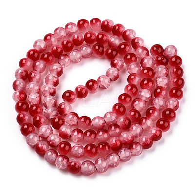 Crackle Baking Paint Imitation Jade Glass Beads Strands X1-DGLA-T003-8mm-11-1