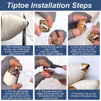 12Pcs 6 Style Iron Toe Cap Covers FIND-NB0003-34-1