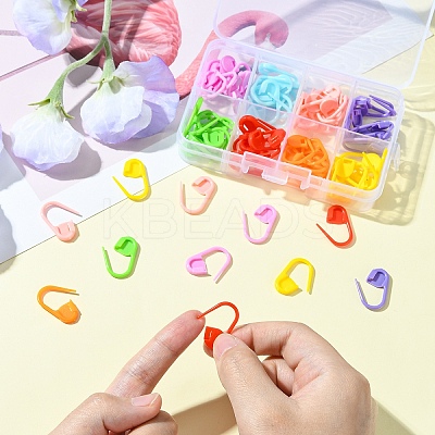 80Pcs 8 Colors Eco-Friendly ABS Plastic Knitting Crochet Locking Stitch Markers Holder FIND-YW0005-36-1