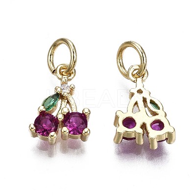 Brass Micro Pave Green & Purple Cubic Zirconia Charms ZIRC-S067-006-NR-1
