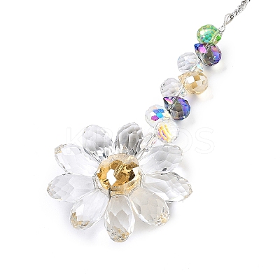 Glass Flower Hanging Suncatchers HJEW-C009-01E-1