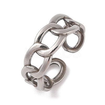 Non-Tarnish 304 Stainless Steel Oval Curb Chain Cuff Rings for Women RJEW-G322-04P-1