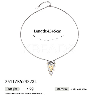 Duo Tone 304 Stainless Steel Heart Pendant Necklaces for Women WG2A018-02-1