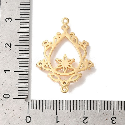 Brass Pave Clear Cubic Zirconia Teardrop with Flower Links Connector Charms KK-M294-16G-1