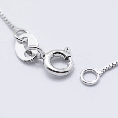 Anti-Tarnish Rhodium Plated 925 Sterling Silver Box Chain Necklaces STER-F039-40cm-03P-1