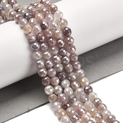 Electroplated Natural Violet Strawberry Quartz Round Beads Strands G-L598-A06-02-1
