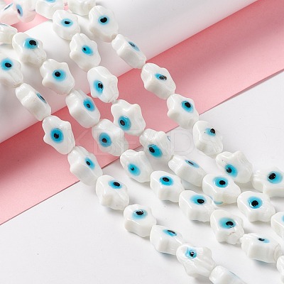 Handmade Evil Eye Lampwork Beads Strands LAMP-F024-02B-1