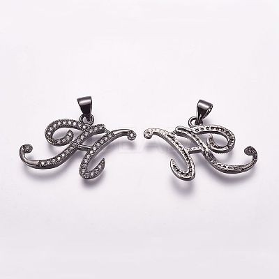 Brass Micro Pave Cubic Zirconia Pendants ZIRC-G091-49B-1