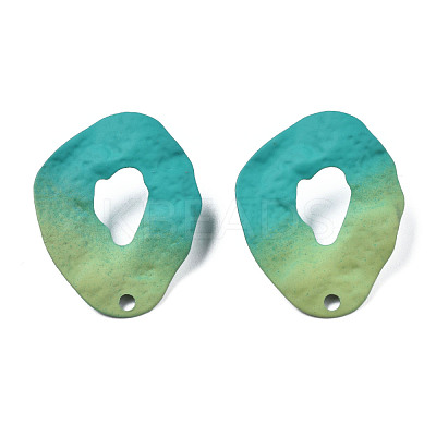 Spray Painted Iron Stud Earring Findings IFIN-N008-022A-1