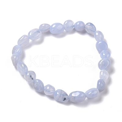 Natural Blue Lace Agate Beaded Stretch Bracelets BJEW-F414-02B-12-1