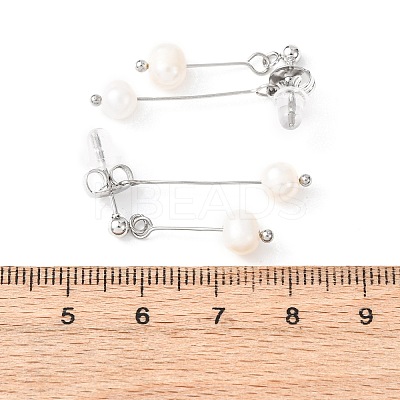 304 Stainless Steel Round Tassel Stud Earrings EJEW-K268-89P-1