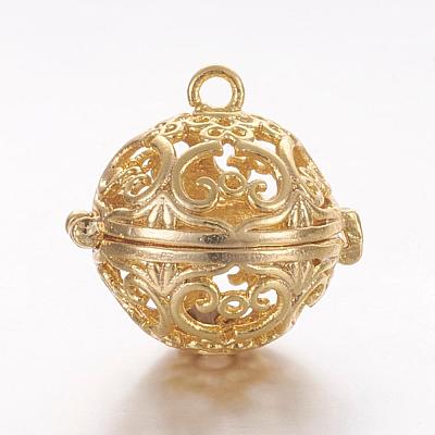 Brass Cage Pendants KK-K173-06G-1