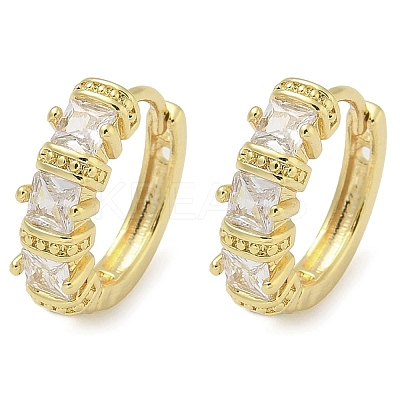 Brass Micro Pave Clear Cubic Zirconia Hoop Earrings EJEW-C122-02G-1