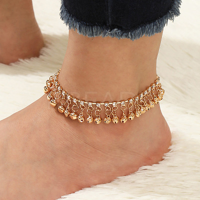 Alloy Crystal Rhinestone Bell Charm Tassel Anklets for Women WG95FC9-01-1