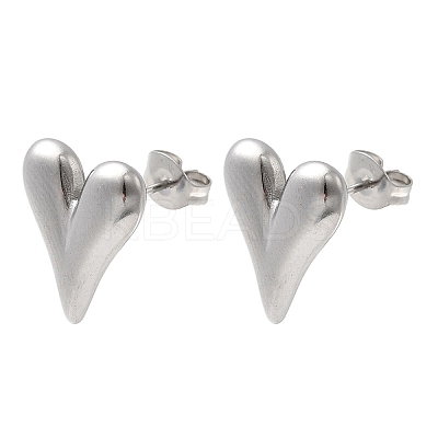 304 Stainless Steel Heart Stud Earrings LS-EJEW-F398-01P-1