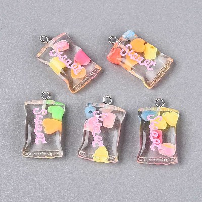 Transparent Resin Pendants X-RESI-T056-06-1