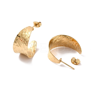 Ion Plating(IP) 304 Stainless Steel Chunky C-shape Stud Earrings EJEW-P198-08G-1