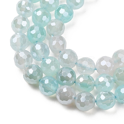 Electroplated Natural Agate Beads Strands G-B191-A07-6mm-14-1