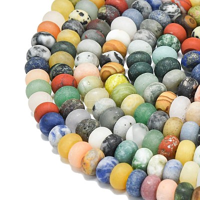 Natural Blue Spot Jasper & Dalmatian Jasper & White Jade Beads Strands G-P575-A30-8x5mm-01-1