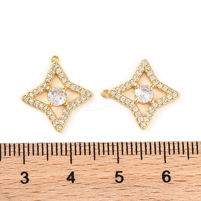 Brass Micro Pave Clear Cubic Zirconia Pendants KK-U017-10H-G-1