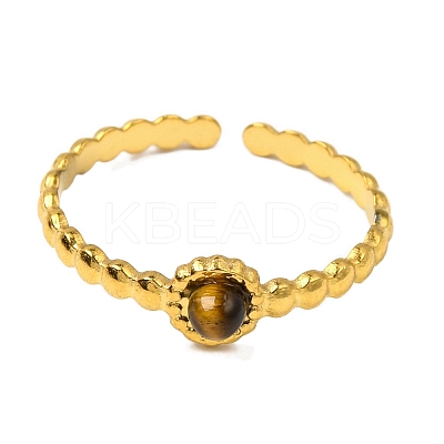 Round Natural Tiger Eye Finger Rings RJEW-Q822-50G-01-1
