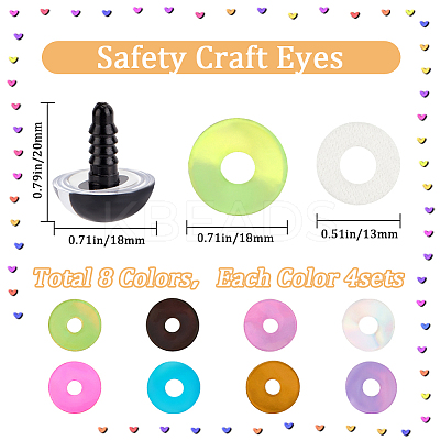 32Pcs 8 Colors ABS Plastic Safety Craft Eye DIY-BBC0002-09A-1