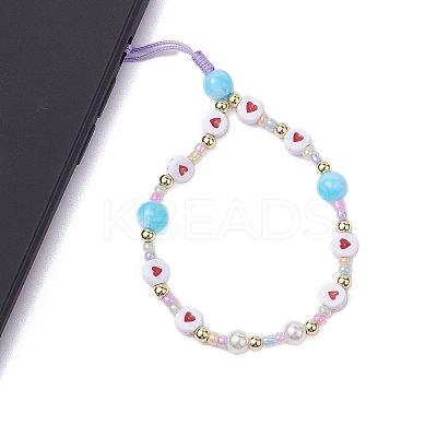 Glass & Acrylic Beaded Mobile Phone Lanyard Wrist Strap HJEW-JM01977-1