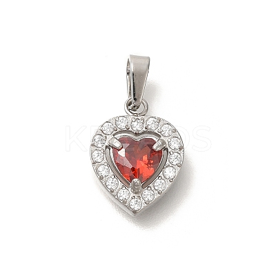 304 Stainless Steel Micro Pave Cubic Zirconia Pendants STAS-H228-03P-08-1