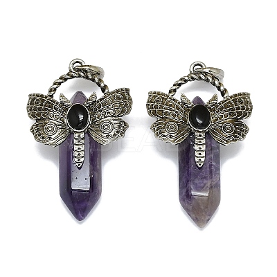 Natural Amethyst Faceted Pointed Bullet Big Pendants G-Q165-01AS-01-1