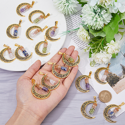 16Pcs 4 Styles Tibetan Style Alloy Moon Pendants PALLOY-FH00027-1